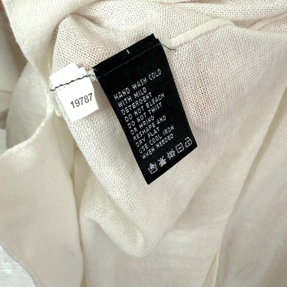 August Silk Sweater Womens M Cream Linen Blend Short Sleeve Button Front Blouse - Picture 9 of 9